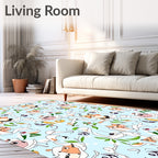 Whimsical Cartoon Cats Falling Leaves Rug