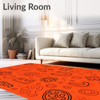 Orange Whimsical Alphabet Creatures Rug