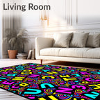 Vibrant Alphabet Chaos Swirl Rug