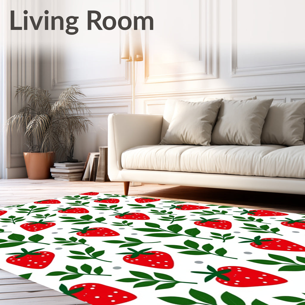 Red Strawberry Leaf Scatter Rug