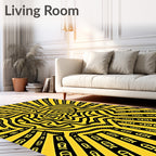 Radiant Yellow Geometric Sunburst Rug