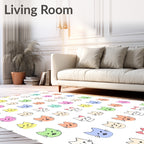 Playful Pastel Cat Faces Repeating Rug