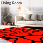 Bold Red Organic Amorphous Shapes Rug