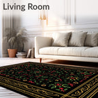 Red Green Floral Ornate Medallion Rug