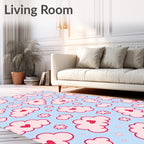 Pink Cloud Hearts Sky Arrangement Rug