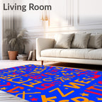 Vibrant Red Orange Alphabet Collage Rug