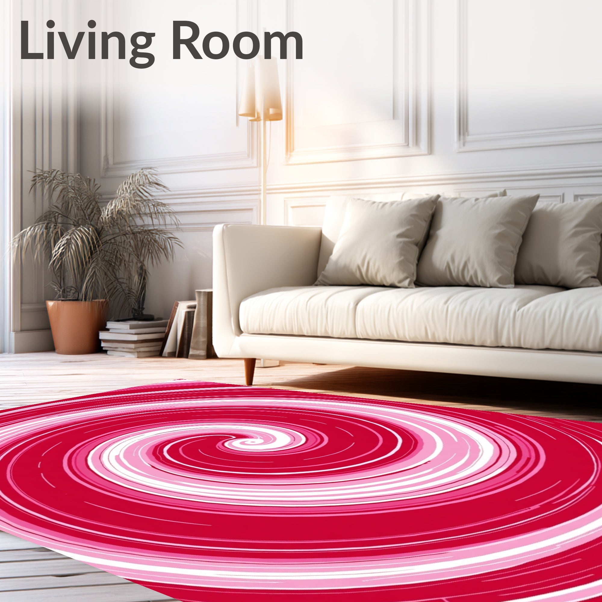 Crimson Pink Swirl Abstract Rug