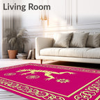 Crimson Dragon Floral Border Rug