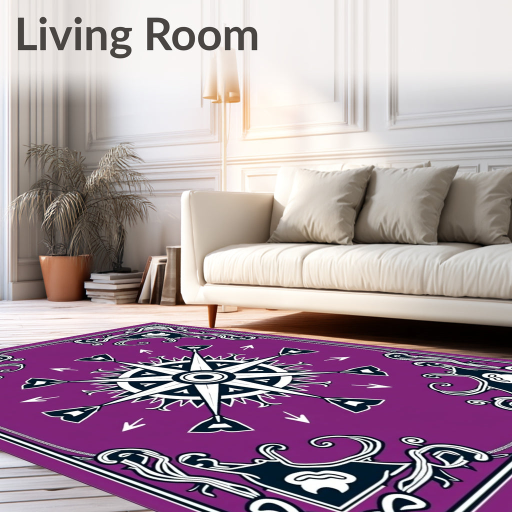 Purple White Compass Rose Art Nouveau Rug