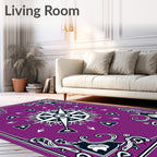 Purple White Compass Rose Art Nouveau Rug