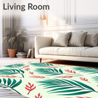 Emerald Green Foliage Red Accents Rug