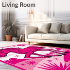 Vibrant Pink Horse Starry Landscape Rug