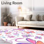 Whimsical Butterfly Garden Swirls Rug