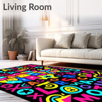 Colorful Abstract USA Map Alphabet Rug