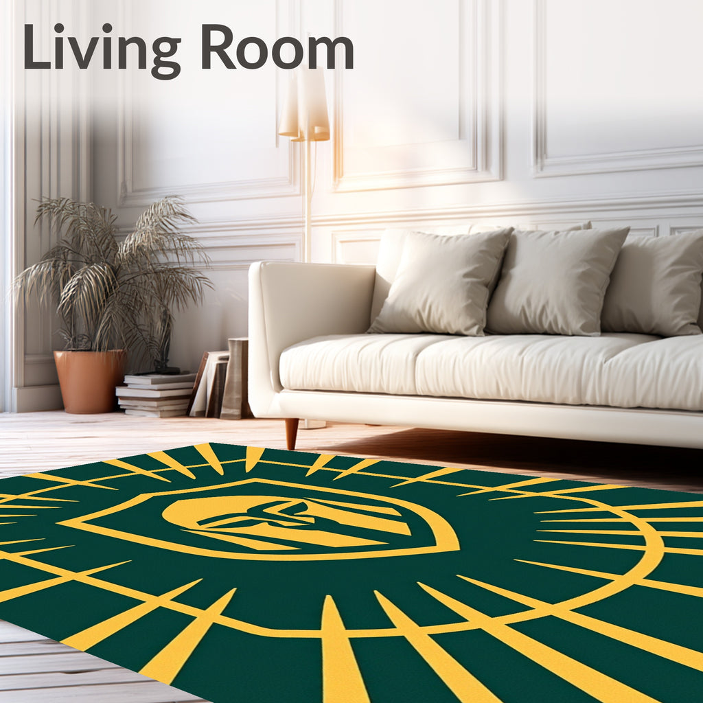 Emerald Gold Spartan Warrior Emblem Rug