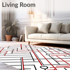 Angular Red and Black Intersecting Lines Rug