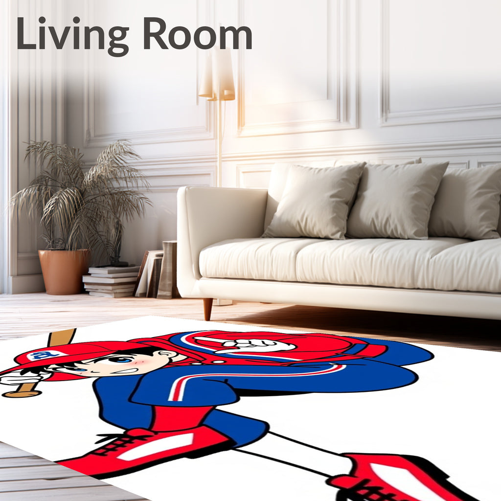 Anime Baseball Player Red Blue Uniform Rug
