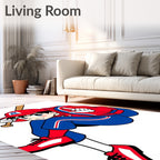 Anime Baseball Player Red Blue Uniform Rug