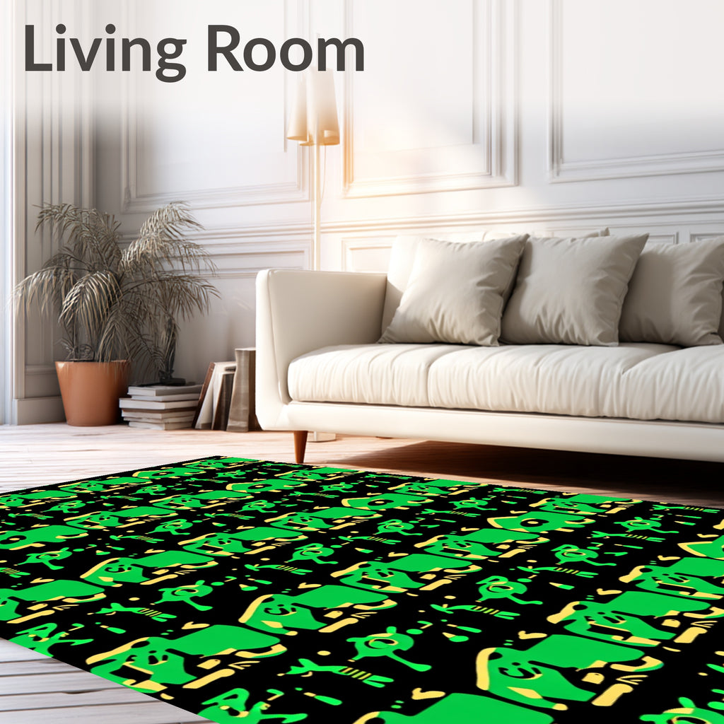 Whimsical Green Creature Collection Rug