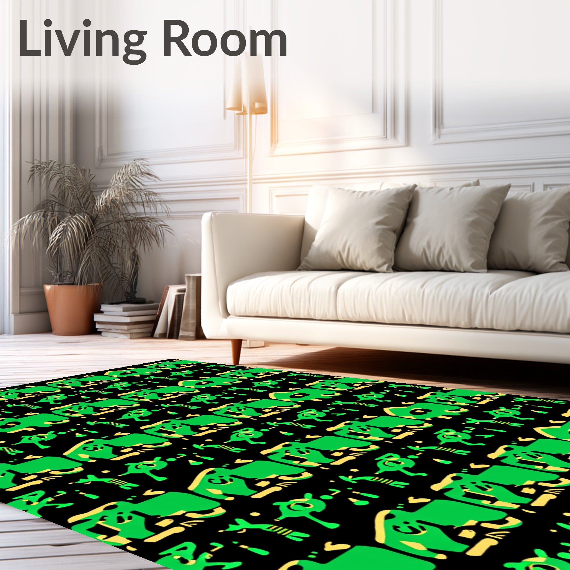 Whimsical Green Creature Collection Rug