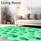 Green Potted Plants Accent Rug Whimsical Rug
