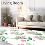 Delicate Pink Floral Botanical Sprig Rug