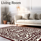 Ornate Crimson and Cream Medallion Rug