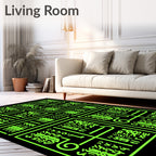 Abstract Neon Green Geometric Squares Rug