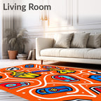 Bold Yellow Blue Red Abstract Shapes Rug