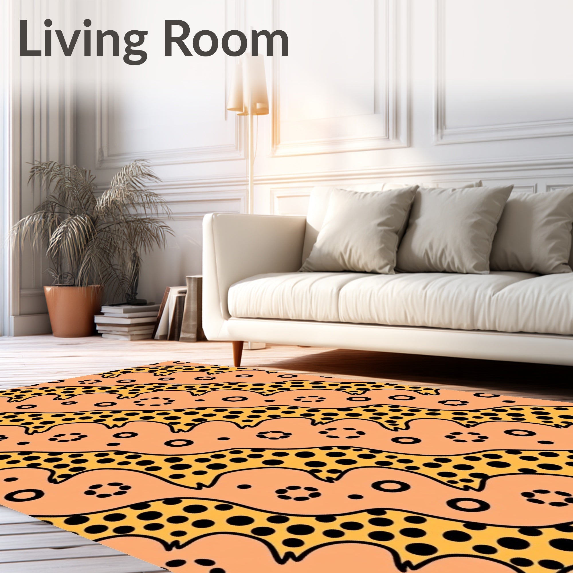 Retro Orange Leopard Spots Circles Rug