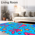 Whimsical Pink Blue Sea Life Alphabet Rug