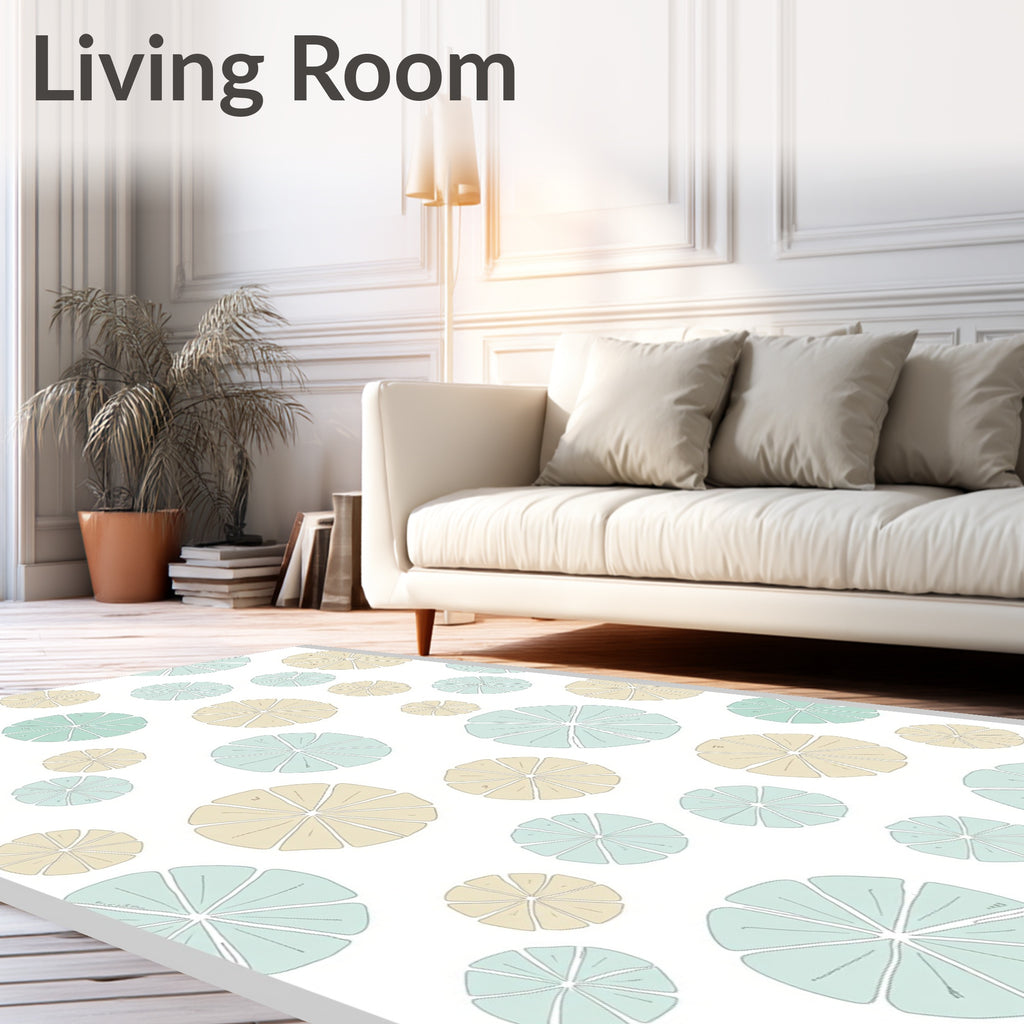Soft Peach Aqua Petal Scatter Rug