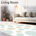 Soft Peach Aqua Petal Scatter Rug