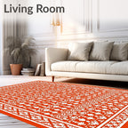 Vibrant Orange Geometric Tribal Runner Rug
