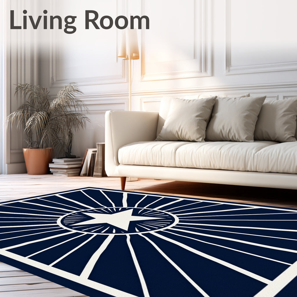Navy White Radiant Star Burst Rug