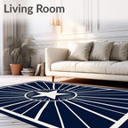 Navy White Radiant Star Burst Rug
