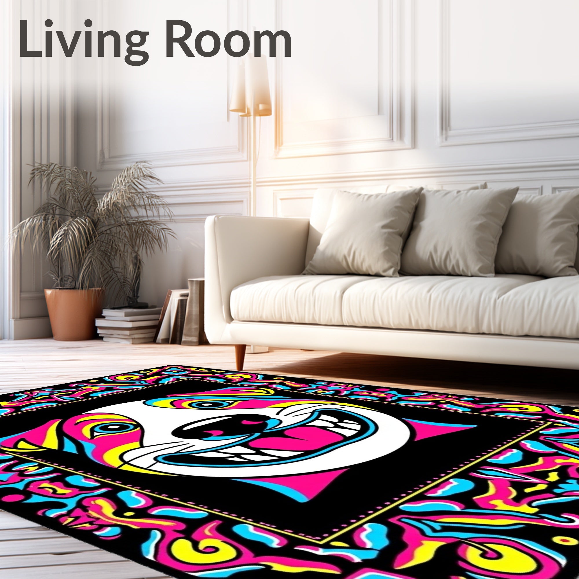 Vibrant Psychedelic Dog Portrait Rug