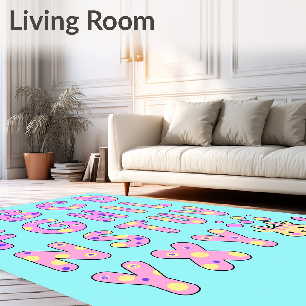 Pink Purple Yellow Polka Dot Alphabet Rug