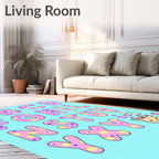 Pink Purple Yellow Polka Dot Alphabet Rug