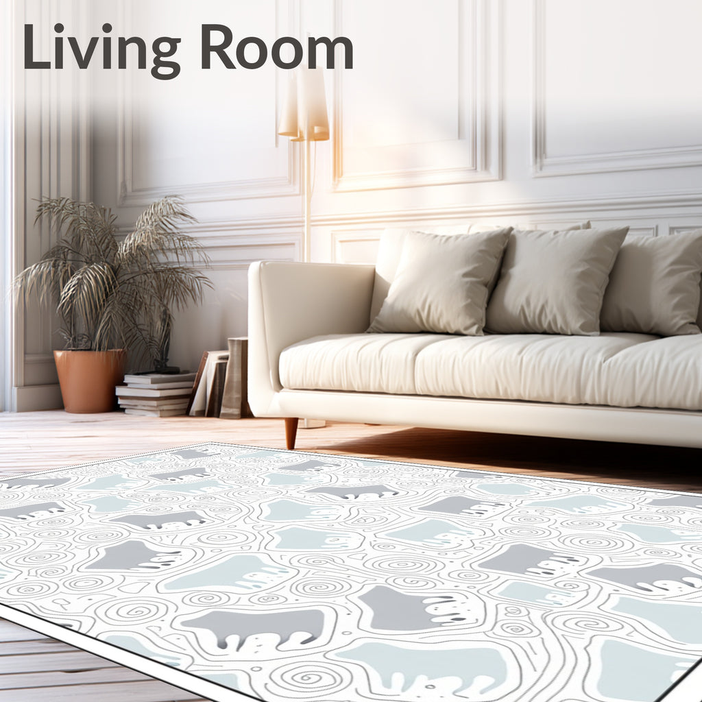 Abstract Gray Blue Animal Swirls Rug