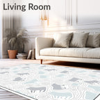 Abstract Gray Blue Animal Swirls Rug