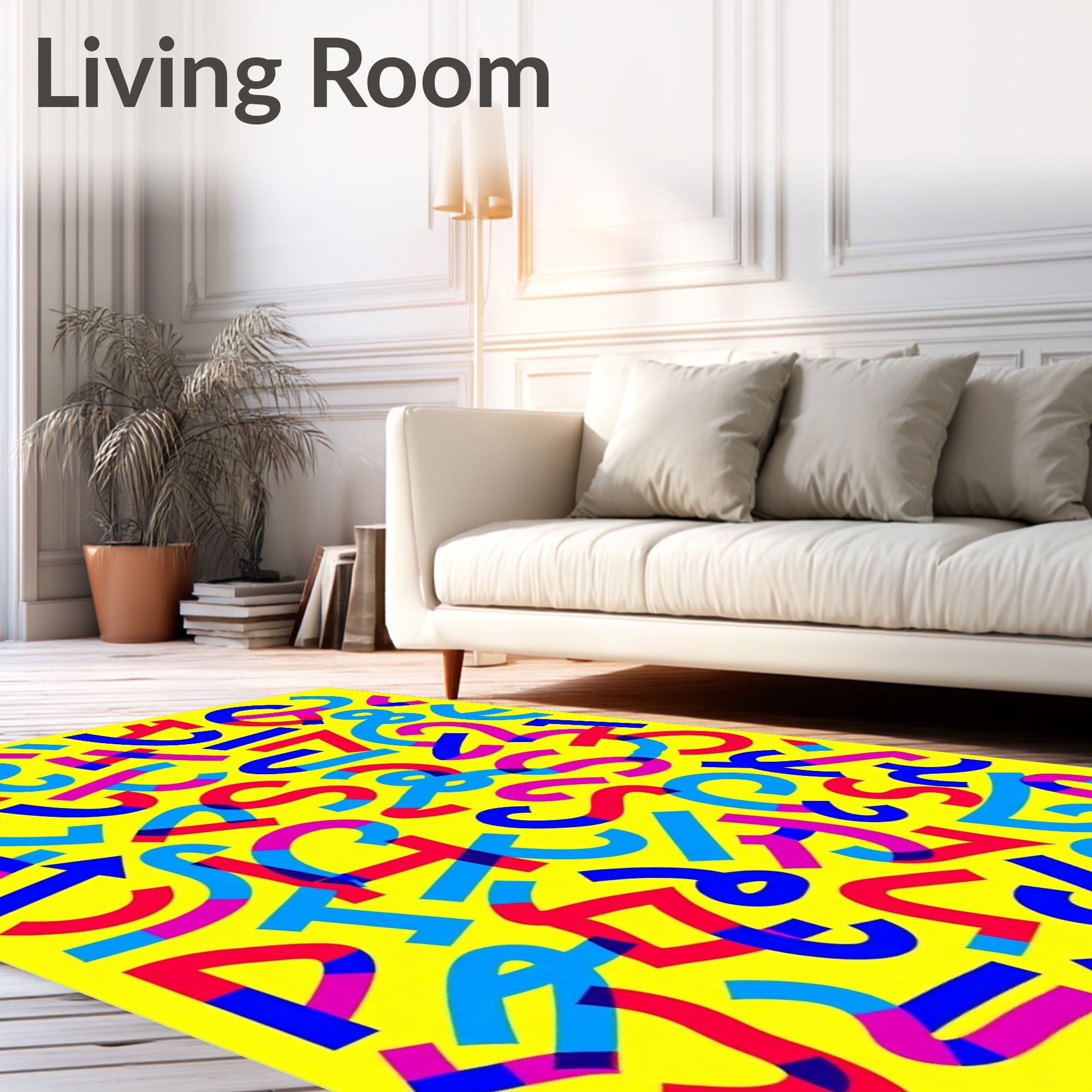 Pop Art Yellow Abstract Shapes Rug