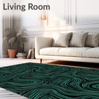 Teal Organic Contour Lines Rug