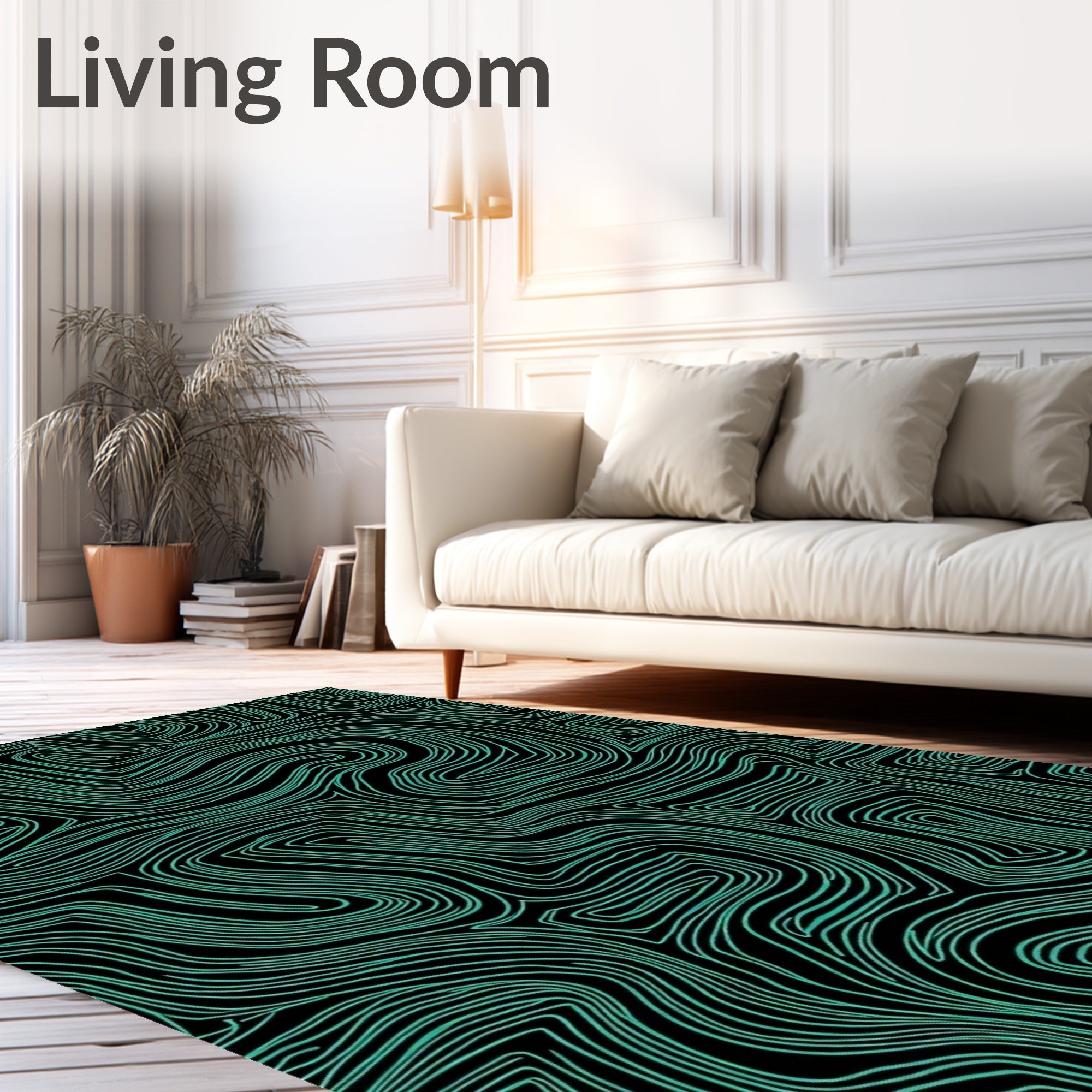 Teal Organic Contour Lines Rug