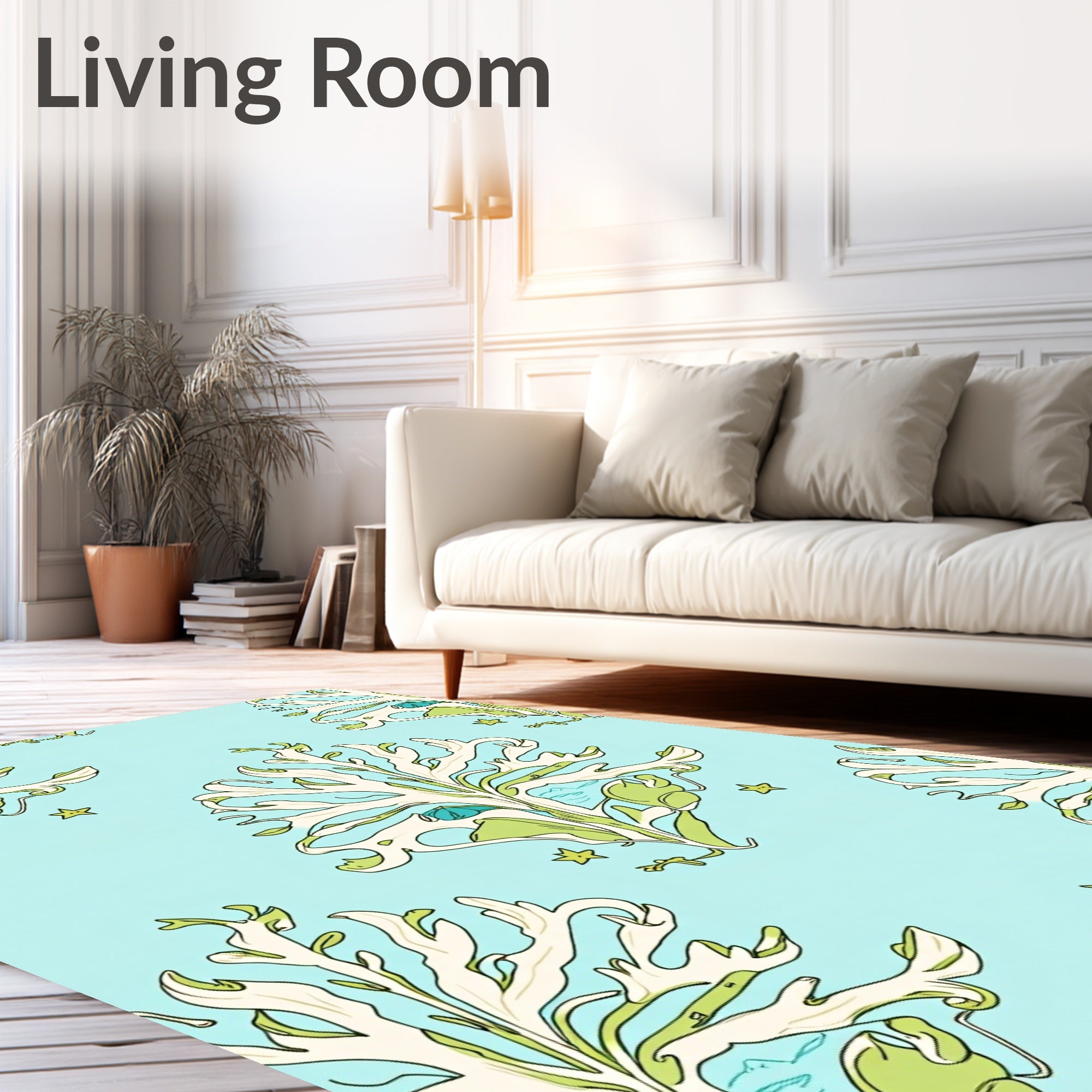 Light Blue Coral Starburst Rug
