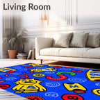 Playful Yellow Cat Alphabet Blocks Rug