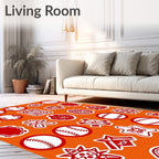 Red White Baseball Emblem Collage Rug
