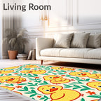 Yellow Duckling Garden Scene Rug