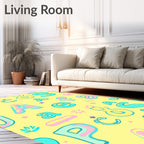 Pastel Alphabet Scatter on Yellow Rug
