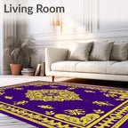 Royal Purple Golden Sunburst Mandala Rug